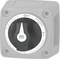 Black replacement knob with white pointer and m logo for Blue Sea M-Series battery switch