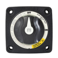 Front view of black 300A dual circuit battery switch with white knob showing Off, On, and Combine positions