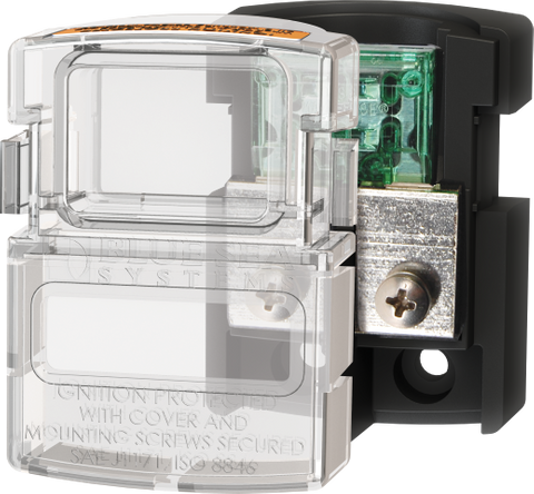 Blue Sea MAXI fuse block with clear snap-on cover and internal 30-80A fuse holder