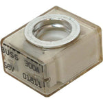 Angled view of 300A marine rated battery fuse with clear casing showing 58V rating