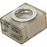 Angled view of 300A marine rated battery fuse with clear casing showing 58V rating