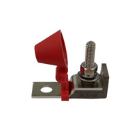 Single MRBF terminal fuse block with red protective cap and M8 mounting stud