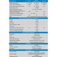 Detailed technical specifications table for the Victron BMV-700 battery monitor range