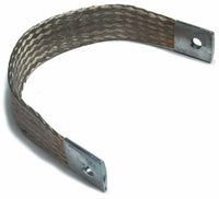 Braided copper ground strap with terminal holes for battery shunt connection