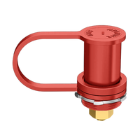 Red bulkhead battery post with protective boot closed covering the terminal