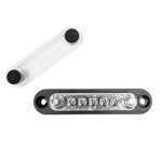 Top-down view of black 150A busbar with clear protective cover removed showing terminals