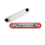 Red 150A busbar and clear cover showing 12 screw terminals and 2 studs