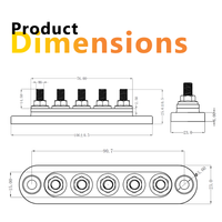 Dimensional drawing showing 106mm length, 23mm width and mounting hole spacing