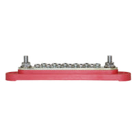 Side view of red busbar showing stud height and base profile