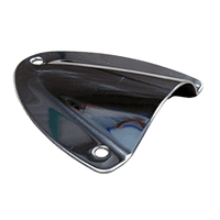 Angled side view of stainless steel cable cover showing raised profile and open back