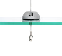 Side view of a cable seal on clear glass showing a connector passing through the base