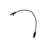 Full view of black 0.3m Cat6 UTP Ethernet patch cable with RJ45 connectors