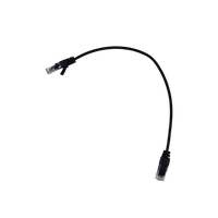 Full view of black 0.3m Cat6 UTP Ethernet patch cable with RJ45 connectors