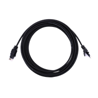 Top-down view of coiled black Cat6 UTP ethernet patch cable showing both RJ45 connectors