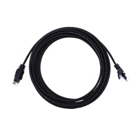 Top-down view of coiled black Cat6 UTP ethernet patch cable showing both RJ45 connectors