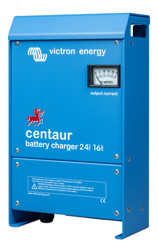 Right side perspective of Victron Centaur 24/16 battery charger housing