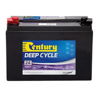 Century 12V 105Ah Deep Cycle AGM battery with black casing and protective terminal covers