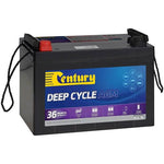 Century 12V 120Ah AGM deep cycle battery featuring heavy-duty rope handles and protective terminal caps