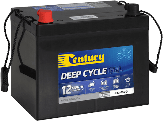 Century 12V 70Ah deep cycle gel battery with rope handles and protective terminal caps