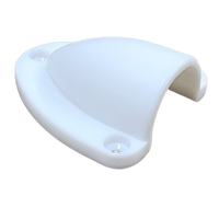 Side view of white cable cover displaying the arched profile and rear opening