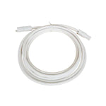 Coiled 2 metre white CMS connection lead with male and female plugs