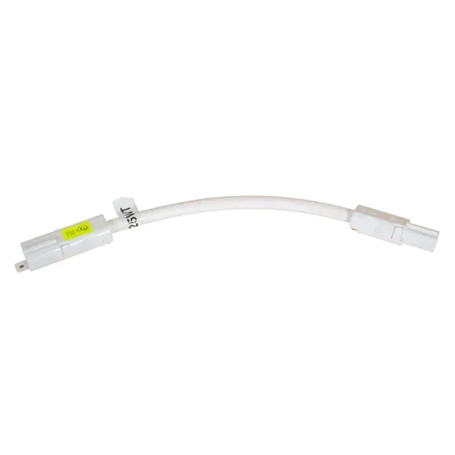 White 750mm CMS style connection lead with male and female power connectors