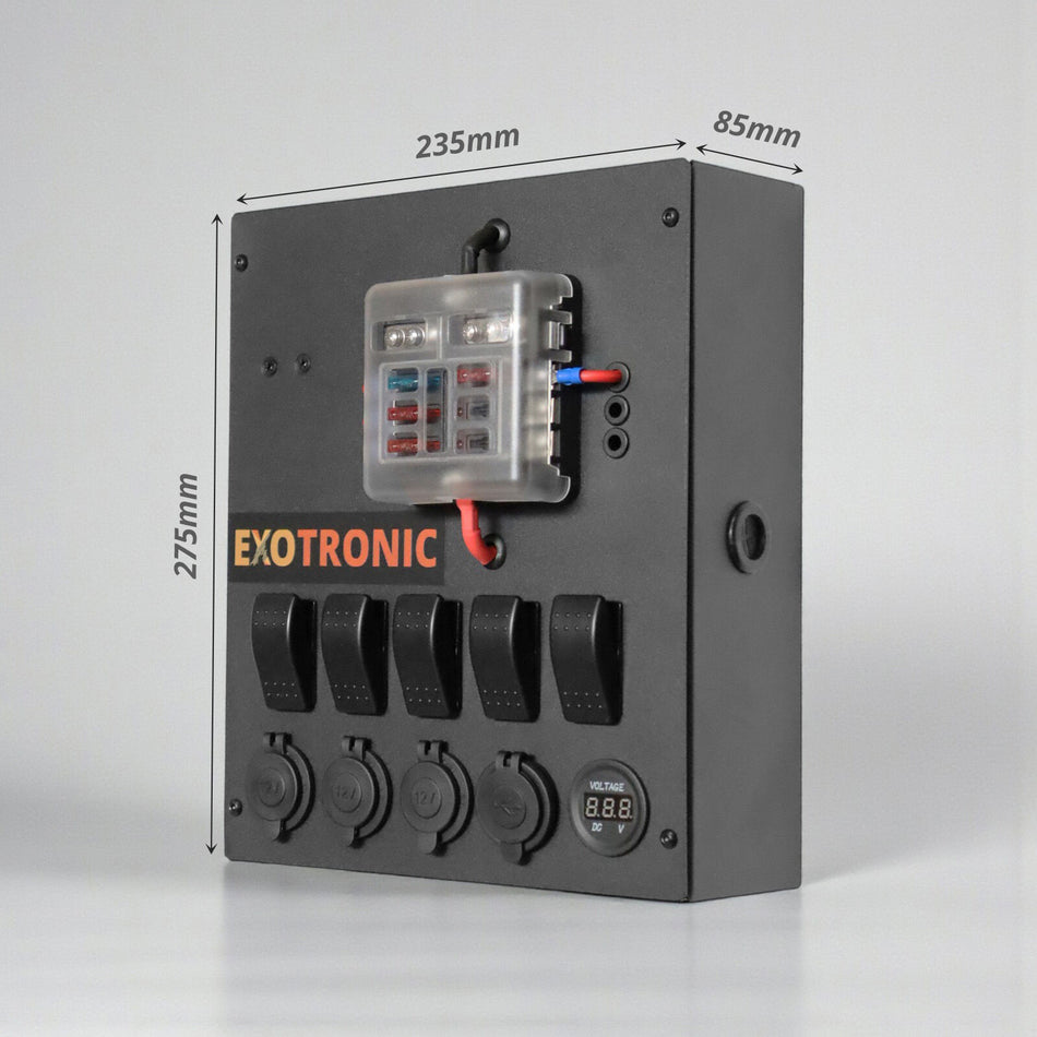 Control hub showing dimensions 275mm height, 235mm width and 85mm depth