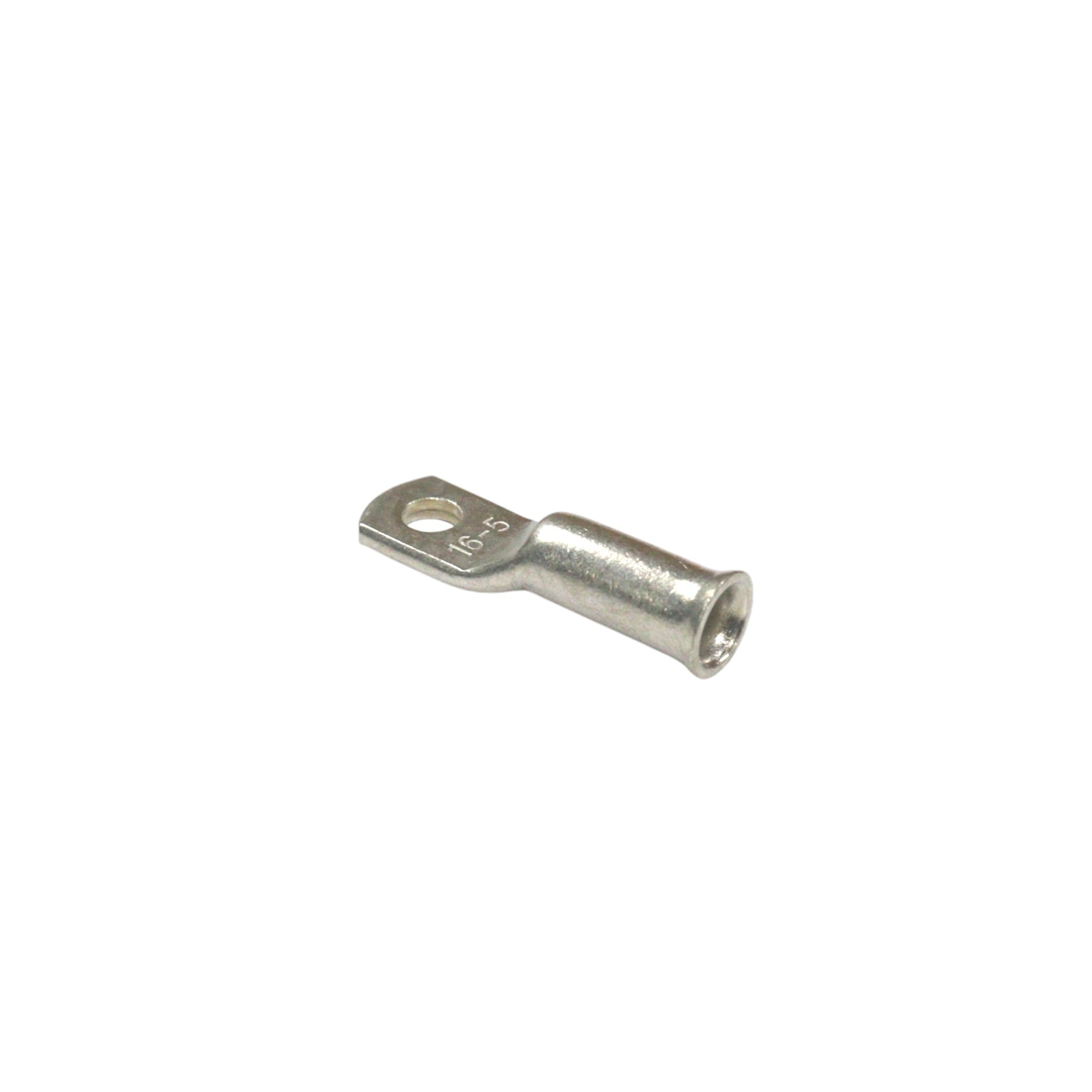 Rear angled view of a copper lug showing the flared bellmouth entry for cable insertion