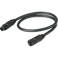 Black 1m NMEA 2000 drop cable with 5-pin male and female connectors and threaded locking collars