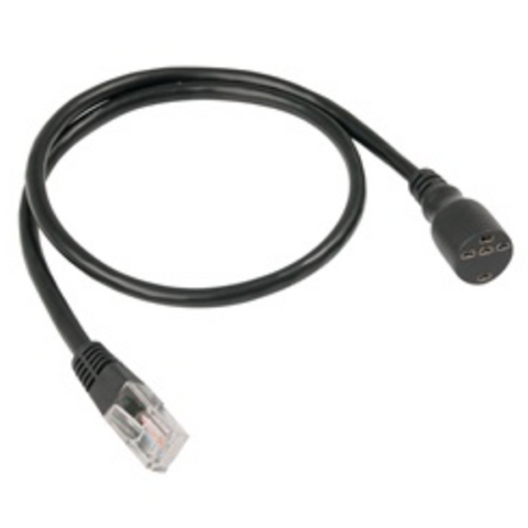 CZone 5m SCI cable featuring a transparent RJ45 plug and a black push button switch connector