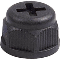 Black NMEA 2000 male blanking cap featuring a knurled outer grip and a top screwdriver slot