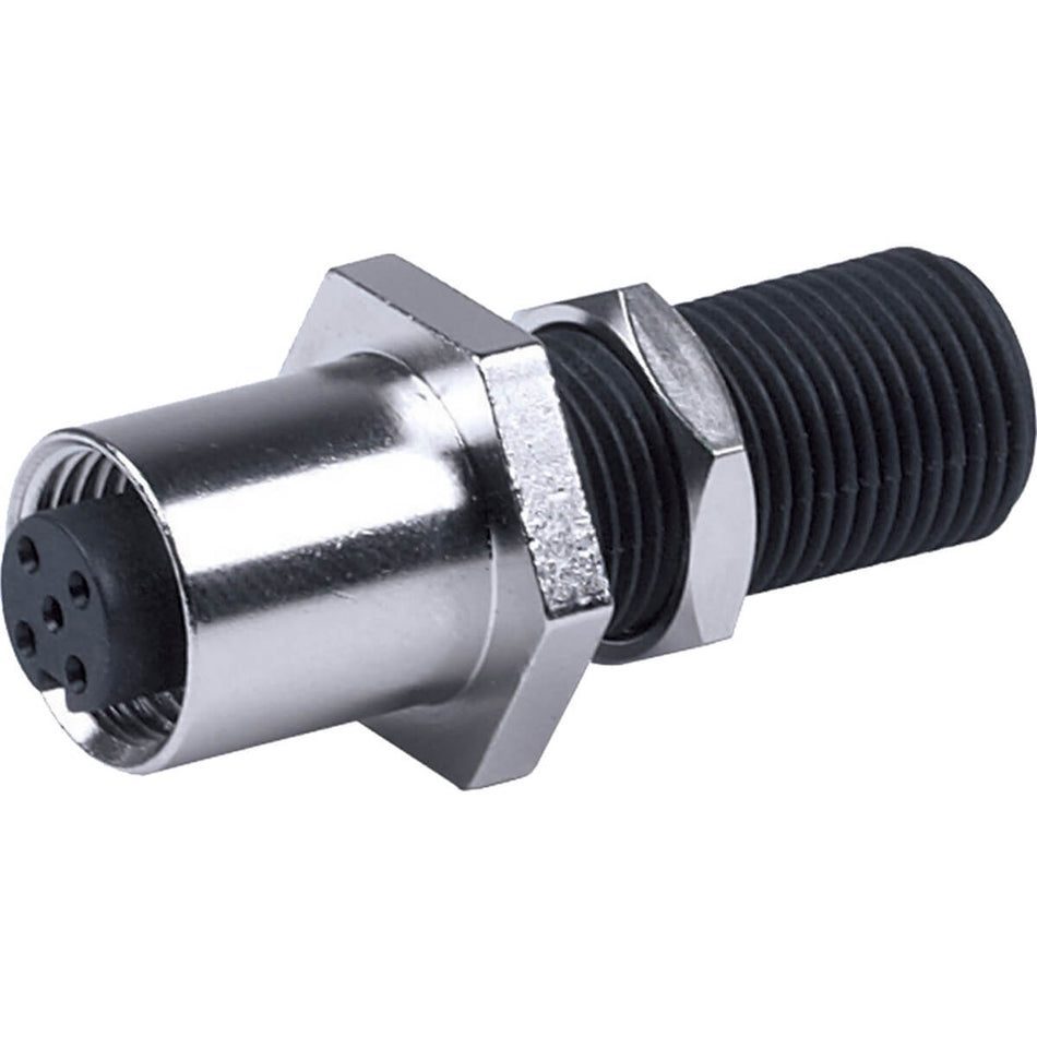 CZone through bulkhead adaptor with 5-pin female connector and threaded body for waterproof installation