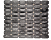 A sheet of sixty black waterproof oval labels with white text for CZone digital switch keypads