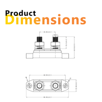 Technical drawing showing 80mm length, 44mm height and 30mm stud spacing