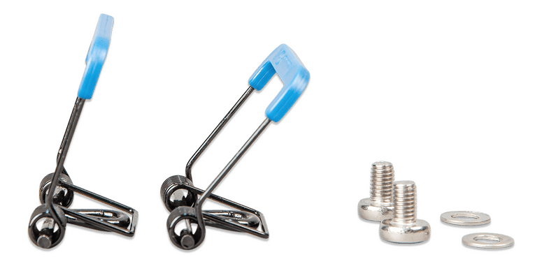 Mounting hardware kit including blue spring clips and assembly screws