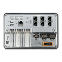 Rear interface of Ekrano GX showing VE.Direct, USB, Ethernet, Canbus and power terminals