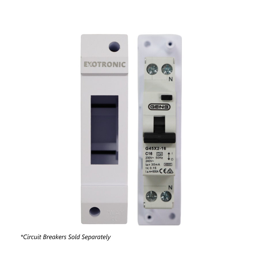 Comparison of empty enclosure casing versus internal base with circuit breaker installed