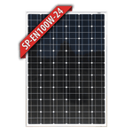Front view of Enerdrive 24V 100W monocrystalline fixed solar panel with black frame and protective glass