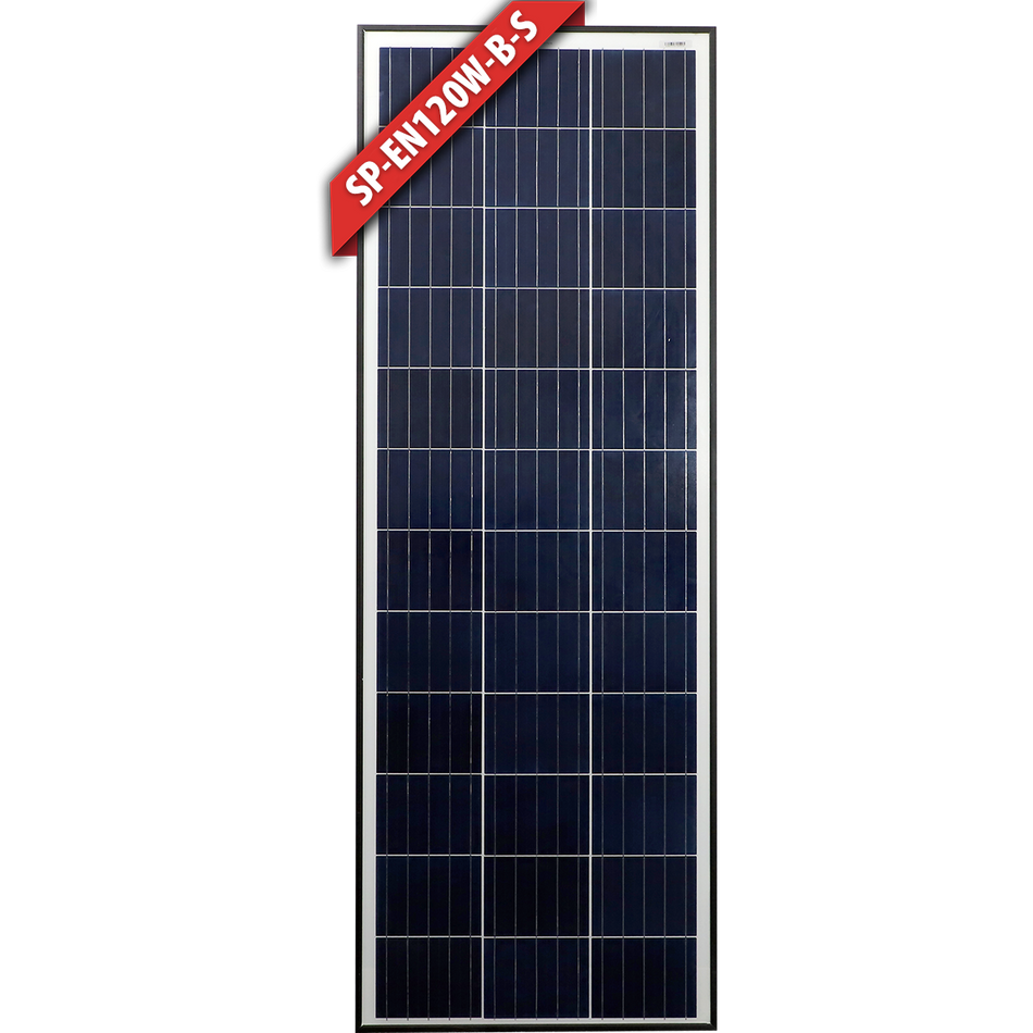 Enerdrive 120W slim fixed polycrystalline solar panel with a black aluminium frame