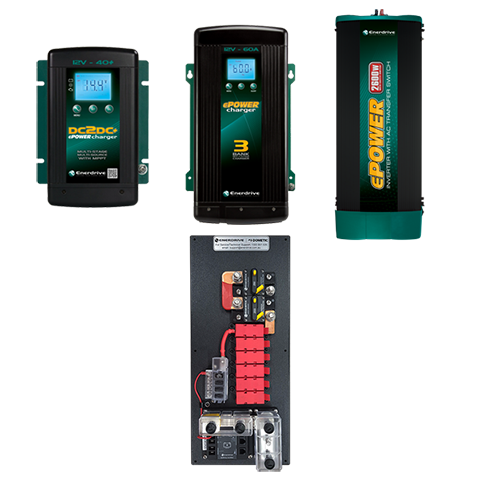 Enerdrive 12V ultimate power kit with DC-DC charger, AC charger, 2600W inverter and pre-wired distribution board