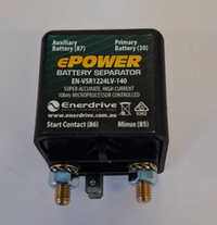 Enerdrive 140A dual-sense battery isolator relay with microprocessor control and heavy-duty terminals