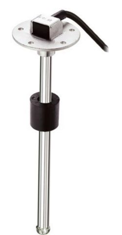 Stainless steel tank level sender with 140mm probe and 5-bolt mounting flange