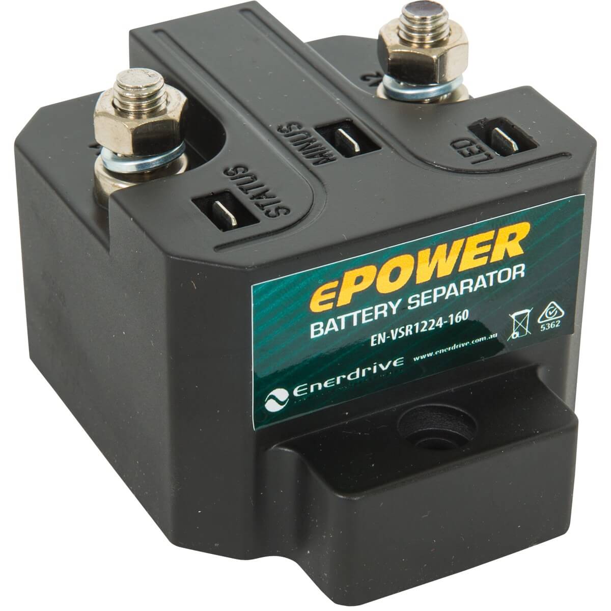 Enerdrive 12V/24V 160A battery isolator relay with heavy duty terminals and IP67 sealed case