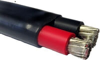 Solar grade 16mm2 twin core cable showing tinned copper strands with red and black insulation