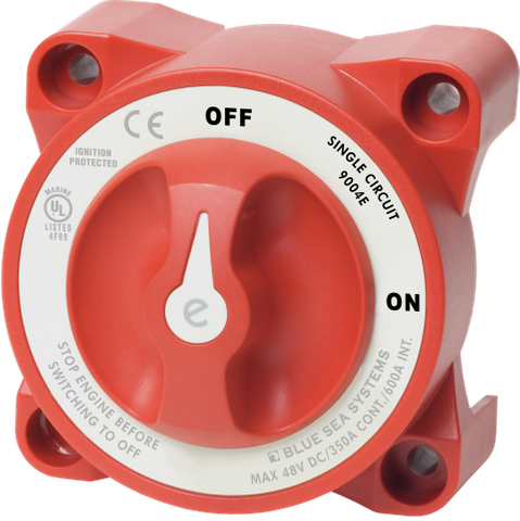 Red 350A ON/OFF battery switch with ignition protection for marine and automotive use