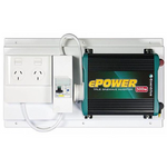 Enerdrive 500W 24V inverter kit pre-wired on a white plate with dual GPO power outlets and RCD safety switch
