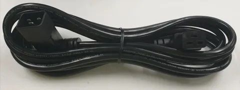 Coiled 4m black AC power lead with angled IEC C19 and C20 connectors