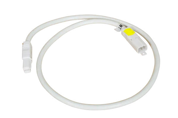 White 1 metre CMS style connection lead with male and female connectors