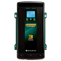 Front view of 24V 30A battery charger showing LCD display and control buttons