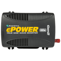 Top view of Enerdrive ePOWER 400W 12V inverter showing black casing and ventilation